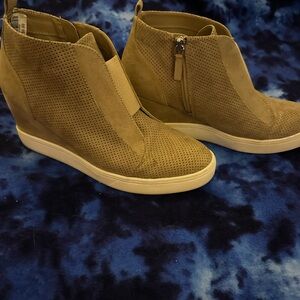 MIA Tan Perforated Wedge Sneakers